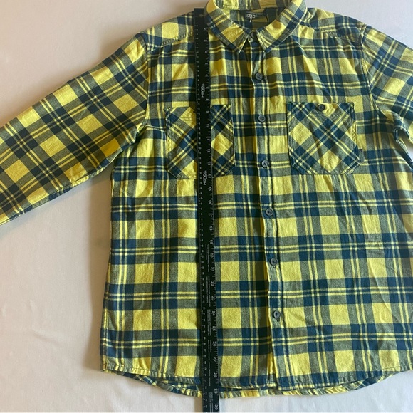 Stio Miter Lightweight Flannel Shirt Mens Large Lightning Bug Plaid Yellow Blue - Picture 13 of 14